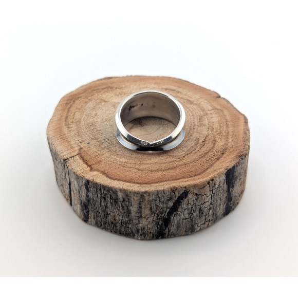 Navajo Sterling Silver Red Coral 3-Stone‎ Band Ring Handmade Southwest Sz 9 ** - Picture 8 of 10